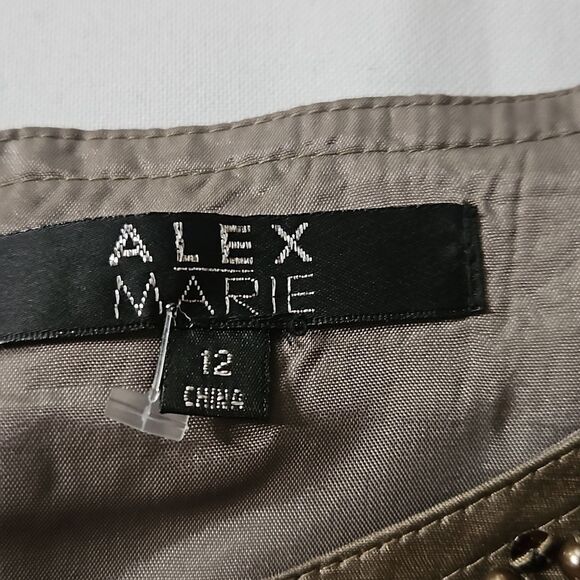 Alex Marie Bronze Linen/Silk blend dress size 12 - Picture 8 of 10